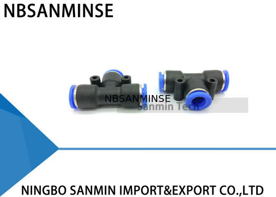 空気押しの速いプラスチック適切な管連合ティーの付属品の空気圧縮機の付属品Sanminを置いて下さい